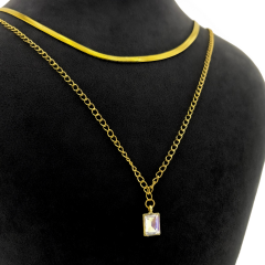 Gold - 2li Zirkon Taşlı İtalyan Kolye