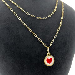 Gold - 2li Zincir Kalp Kolye