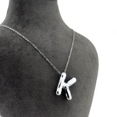 Gümüş Renk Balon K Harf Kolye