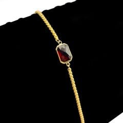 Gold-Kırmızı Yakut Taşlı Bileklik