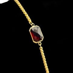 Gold-Kırmızı Yakut Taşlı Bileklik