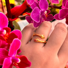 Gold-Sarılan Eller Ayarlanabilir Yüzük