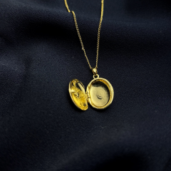 Gold-Taşlı Resim Konulabilen Kolye