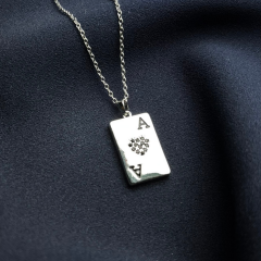 Gümüş-Siyah Taşlı As Tarot Kolye