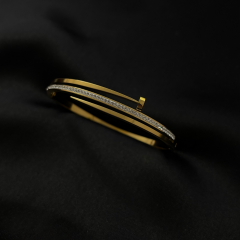 Gold-Zirkon Taşlı Kelepçe Bileklik