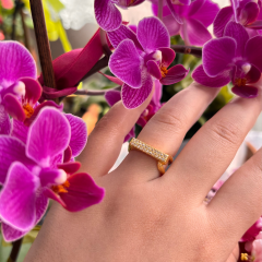 Gold-Dikdörtgen Taşlı Ayarlanabilir Yüzük