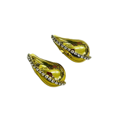 Gold-Suyolu Taşlı Damla Küpe