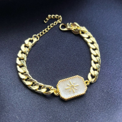 Gold-Kalın Arpa Model Taşlı Kuzey Yıldızı Bileklik