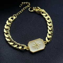 Gold-Kalın Arpa Model Taşlı Kuzey Yıldızı Bileklik