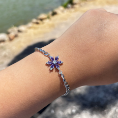 Gümüş-Arpa Zincir Lotus Çiçek Bileklik