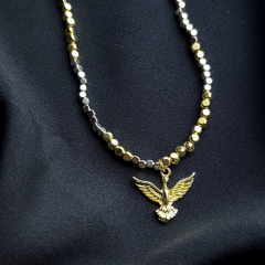 Gold-Gümüş Küp Bohem Anka Kuşu Kolye