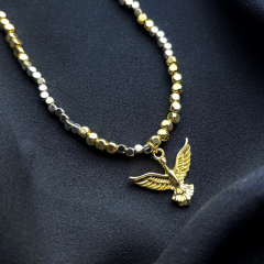 Gold-Gümüş Küp Bohem Anka Kuşu Kolye