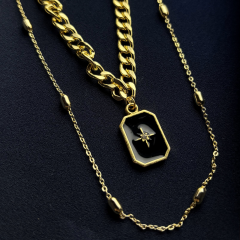 Gold-2 li Siyah Kutup Yıldızı Kolye