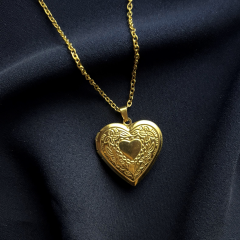 Gold-Kalp Kapaklı Resim Koyulabilen Kolye