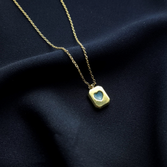 Gold-Mavi Kalp Minimal Kolye