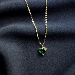 Gold-Yeşil Kalp Kolye
