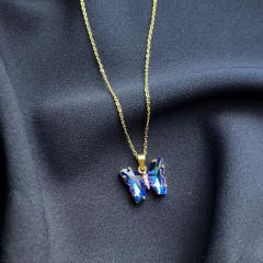 Gold-Mavi Kelebek Kolye