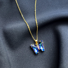 Gold-Mavi Kelebek Kolye