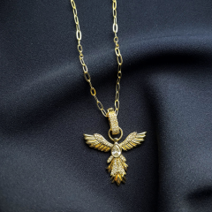 Gold-Taşlı Anka Kuşu Kolye