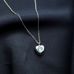 Gümüş-Mavi Taş Kalp Kolye