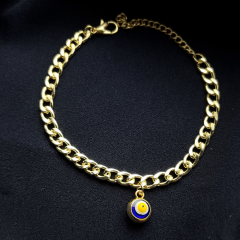 Gold-Nazar Boncuklu Kalın Zincirli Bileklik