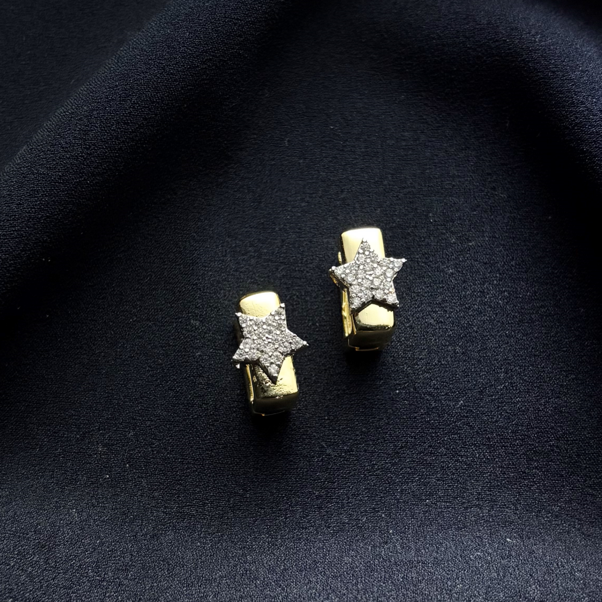 Gold Zirkon Taş Yıldız Kare Küpe