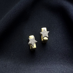 Gold Zirkon Taş Yıldız Kare Küpe