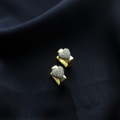 Gold Zirkon Taş Kalp Kare Küpe