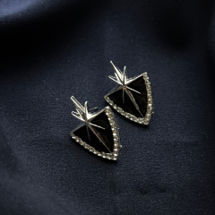 Gümüş-Taş Detay Siyah Kutup Yıldızı Küpe