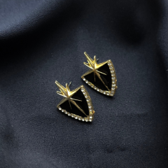 Gold-Taş Detay Siyah Kutup Yıldızı Küpe