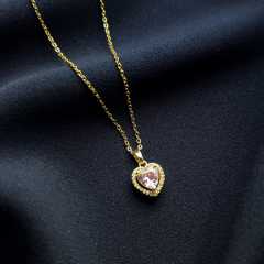 Gold Pembe Kalp Kolye