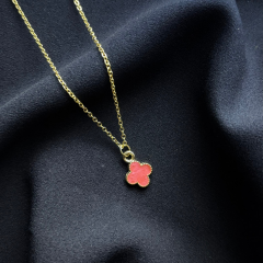 Minimal Pembe Cleff Yonca Kolye