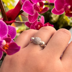 Gümüş-Yuvarlak Taş Yüzük