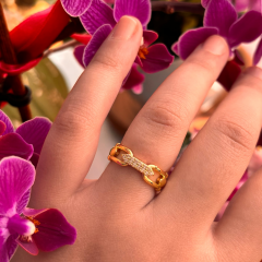 Gold-Ortası Taşlı Ayarlanabilir Yüzük