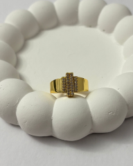 Gold-Geometrik Taşlı Yüzük