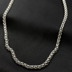 Gümüş-Erkek Kalın Örgü Zincir Kolye