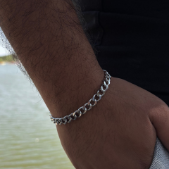 Gümüş-Erkek Kalın Zincir Bileklik