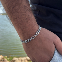 Gümüş-Erkek Kalın Zincir Bileklik