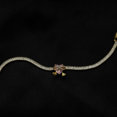 Gold-Kalpli Pembe Fiyonk Bileklik