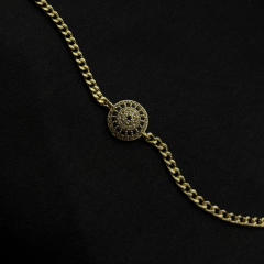 Gold-Zirkon Taşlı Nazar Boncuk Bileklik