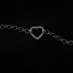 Gümüş-Kalpli Zincir Bileklik