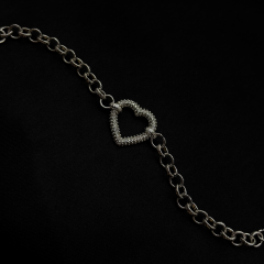 Gümüş-Kalpli Zincir Bileklik