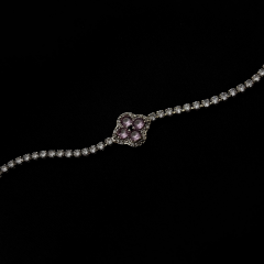 Gümüş-Zirkon Taşlı Pembe Çiçek Bileklik