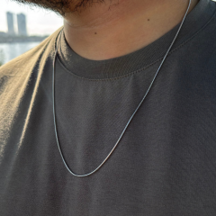 Gümüş-Erkek İnce Yılan Model Zincir Kolye