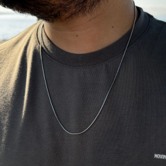 Gümüş-Erkek İnce Yılan Model Zincir Kolye