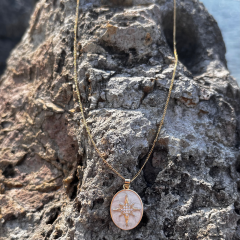 Gold - Krem Taşlı Kutup Yıldızı Kolye