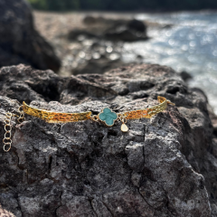 Gold - Vip Yeşil Renk Yonca Kelepçe Bileklik