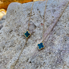 Gold – Zümrüt Yeşil Yonca 2’li Takım (Kolye & Bileklik)