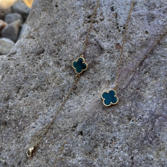 Gold – Zümrüt Yeşil Yonca 2’li Takım (Kolye & Bileklik)