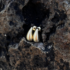 Gold- Çizgili  Bubble Küpe